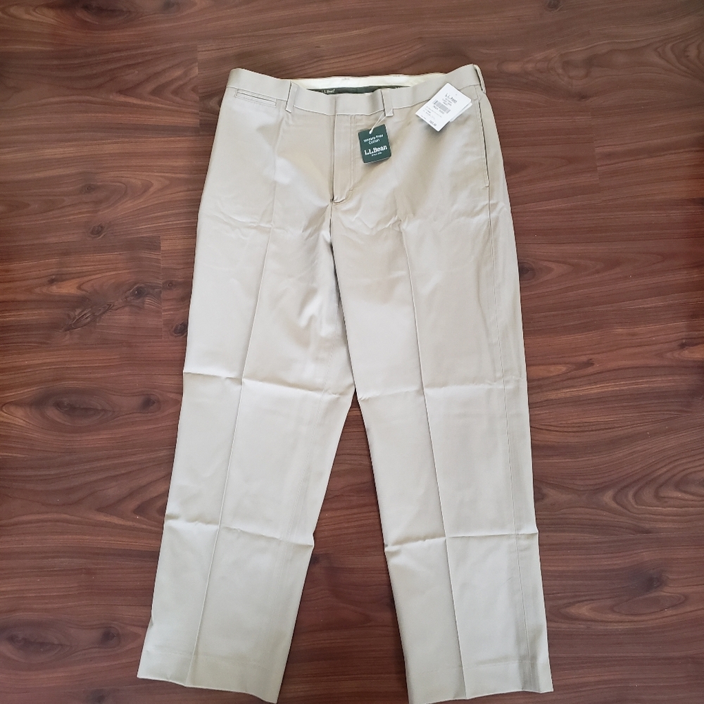 L.L. Bean Outlet Khaki Classic Fit Chinos 36" x 30.25" Tan 100% Cotton